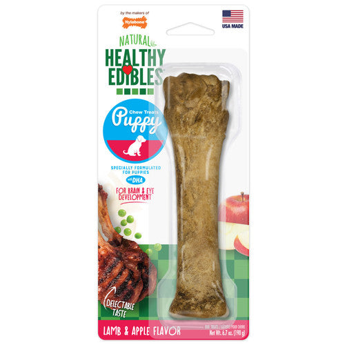 Nylabone Healthy Edibles Puppy Natural Long Lasting Dog Chew Treats Lamb & Apple Flavor X-Large