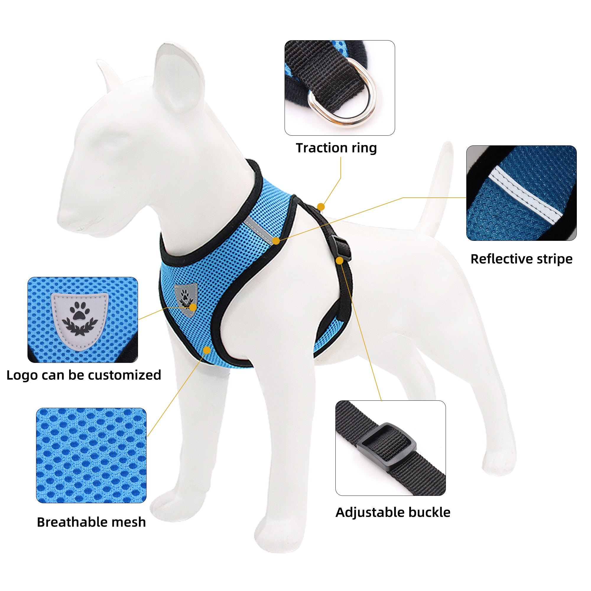 Reflective Soft Padded Vest with Dog Leash