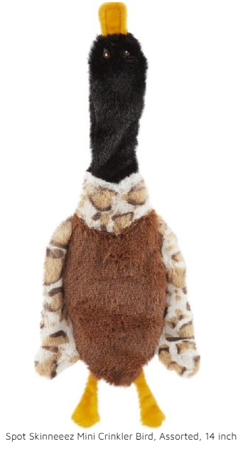 Spot Skinneeez Mini Crinkler Bird, Assorted, 14 Inch